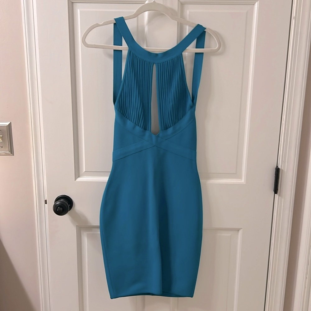 Herve Leger Size 2 Teal Dress with Cutout